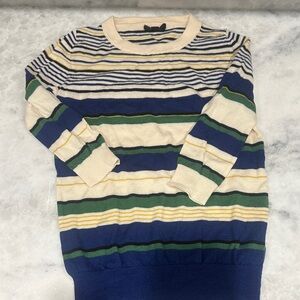 J. Crew Striped Crewneck Sweater - Blue, Green, Cream